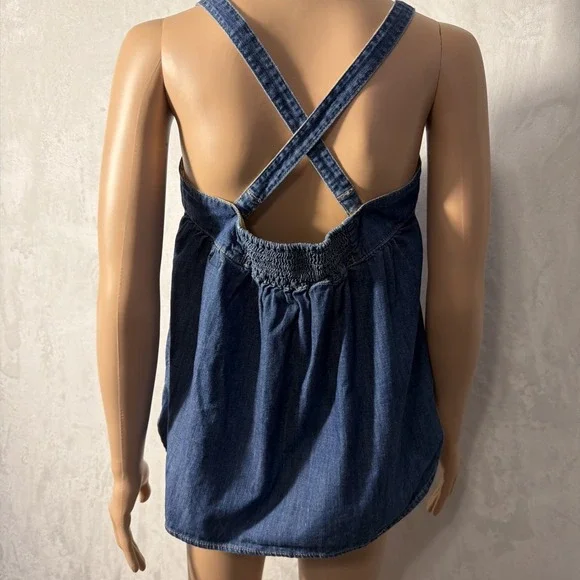 Lucky Brand Women's Denim Retro tank top Size Small Boho Festival - Picture 3 of 8